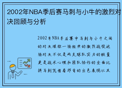 2002年NBA季后赛马刺与小牛的激烈对决回顾与分析